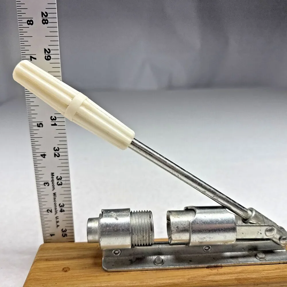 Lever Action Nutcracker Wood Base Metal Shell Cracker Mid Century Vintage